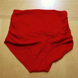 New, High Waisted, Red Bikini Bottom, XL